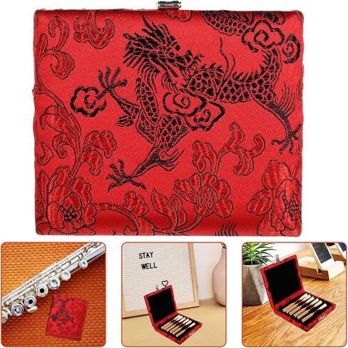 Lightweight Oboe Reed Case with Red Cloth Cover, 6 Capacity Oboe Reed Storage Box Organizer for Woodwind Instrument Protection and Travel in Saudi Arabia