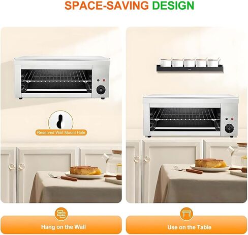 شواية السلمندر الكهربائية بقدرة 2000 واط - شواية قابلة للتعديل بـ 4 مستويات وصينية زيت قابلة للإزالة، مذاب الجبن 122 درجة فهرنهايت - 572 درجة فهرنهايت من أجل ذوبان مثالي، تحمير وشوي على سطح الطاولة in Kuwait