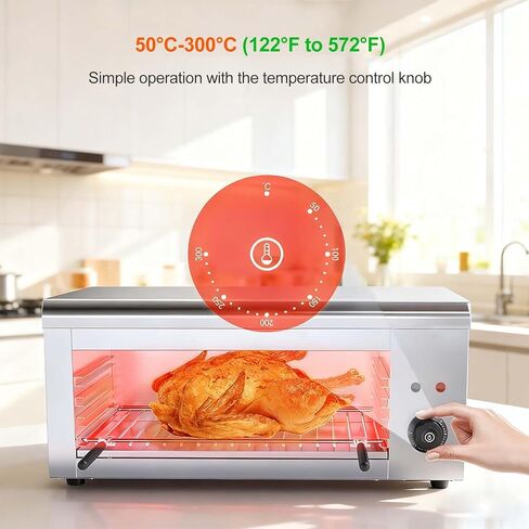 شواية السلمندر الكهربائية بقدرة 2000 واط - شواية قابلة للتعديل بـ 4 مستويات وصينية زيت قابلة للإزالة، مذاب الجبن 122 درجة فهرنهايت - 572 درجة فهرنهايت من أجل ذوبان مثالي، تحمير وشوي على سطح الطاولة in Kuwait