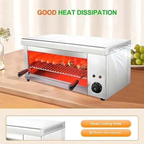 شواية السلمندر الكهربائية بقدرة 2000 واط - شواية قابلة للتعديل بـ 4 مستويات وصينية زيت قابلة للإزالة، مذاب الجبن 122 درجة فهرنهايت - 572 درجة فهرنهايت من أجل ذوبان مثالي، تحمير وشوي على سطح الطاولة in Kuwait