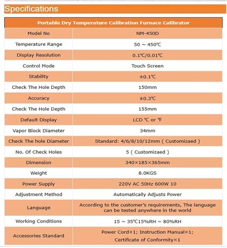 Arionyx 50 درجة مئوية ~ 450 درجة مئوية فرن معايرة درجة الحرارة الجافة المحمول NM-450D in Saudi Arabia