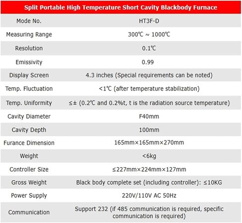 Arionyx 300℃ ~ 1000℃ Split Portable High Temperature Short Cavity Blackbody Furnace, HT3F-D(300-1000C 110V) in Saudi Arabia