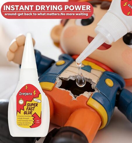 Super Glue for Plastic Fast-Drying Plastic Model Glue Strong Adhesive 3D Print, Car, PVC, Acrylic, Craft, Wood, DIY Craft 0.35 oz*2 Pack in Saudi Arabia