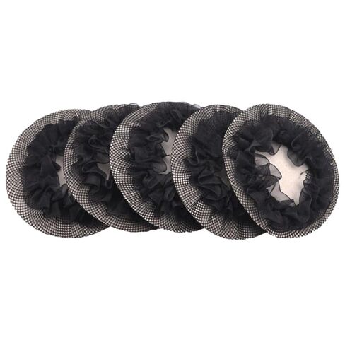 Ipetboom 5Pcs Black Hair Nets for Women - Invisible Stretch Lace Bun Covers Hair Accessories for Ballet Dance Gymnastics Wedding and Everyday Styling 3.93In Diameter in Saudi Arabia