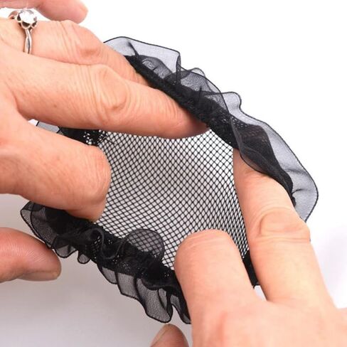 Ipetboom 5Pcs Black Hair Nets for Women - Invisible Stretch Lace Bun Covers Hair Accessories for Ballet Dance Gymnastics Wedding and Everyday Styling 3.93In Diameter in Saudi Arabia