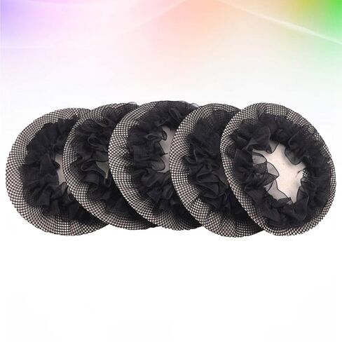 Ipetboom 5Pcs Black Hair Nets for Women - Invisible Stretch Lace Bun Covers Hair Accessories for Ballet Dance Gymnastics Wedding and Everyday Styling 3.93In Diameter in Saudi Arabia