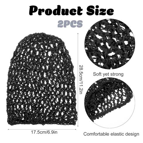 2 Pcs Crochet Hair Net, Reusable Hair Nets for Sleeping, Hairs Wrap Net, Black Mesh Wrapping Hairs Cap Knit Snood Hat Sleeping Hat in Saudi Arabia