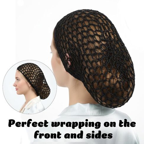 2 Pcs Crochet Hair Net, Reusable Hair Nets for Sleeping, Hairs Wrap Net, Black Mesh Wrapping Hairs Cap Knit Snood Hat Sleeping Hat in Saudi Arabia