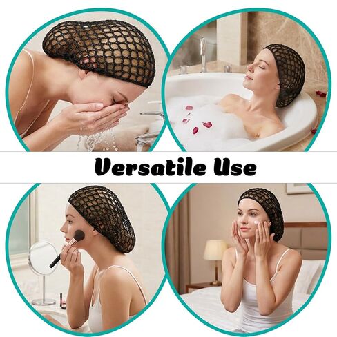 2 Pcs Crochet Hair Net, Reusable Hair Nets for Sleeping, Hairs Wrap Net, Black Mesh Wrapping Hairs Cap Knit Snood Hat Sleeping Hat in Saudi Arabia