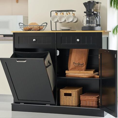 Spurgehom 13 جالون إمالة خارج سلة المهملات خزانة المطبخ صناديق النفايات، سلة الغسيل إمالة خارج الحيوانات الأليفة دليل سلة المهملات المخفية لغرفة المعيشة المطبخ، الأبيض العتيقة in Kuwait