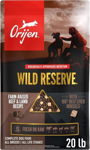 Orijen Wild Reserve Dry Dog Food Food Farm-Raized Beef & Lamb Recipe 20 LB Bage in Kuwait