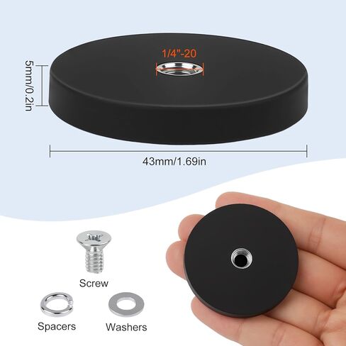 8 عبوات من مغناطيس النيوديميوم المطلي بالمطاط مع فتحة 1/4 بوصة - 20 خيط، قاعدة مغناطيسية قوية للتثبيت بوزن 30 رطلًا لشريط الضوء، والكاميرا، وPTZ، والأدوات، واستخدام السيارة - حامل مغناطيس لاصق شديد التحمل مقاس 1.69 بوصة in Kuwait