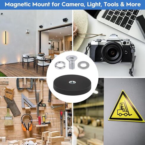 8 عبوات من مغناطيس النيوديميوم المطلي بالمطاط مع فتحة 1/4 بوصة - 20 خيط، قاعدة مغناطيسية قوية للتثبيت بوزن 30 رطلًا لشريط الضوء، والكاميرا، وPTZ، والأدوات، واستخدام السيارة - حامل مغناطيس لاصق شديد التحمل مقاس 1.69 بوصة in Kuwait