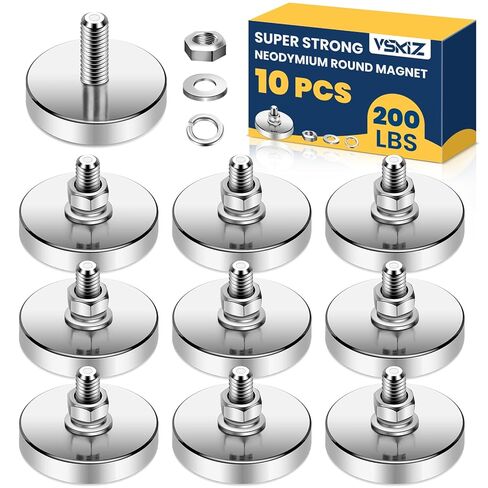 10 Packs Super Strong Neodymium Round Magnet with M8 Male Thread Nuts Bolts 200 lb Corrosion-Resistant Mounting Magnet for Lighting Camera and Other Brackets Outdoor Tools 44mm D in Kuwait