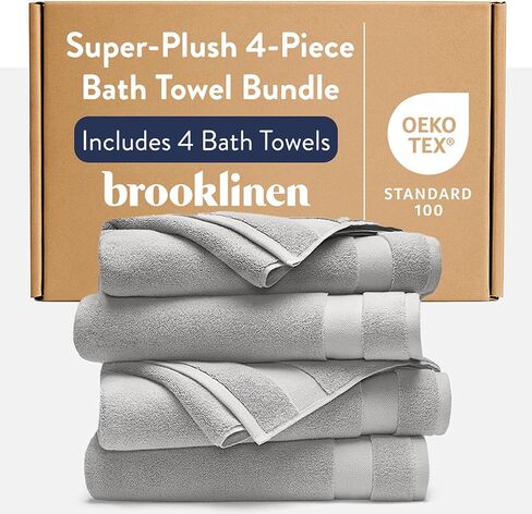 مناشف حمام بروكلين فائقة النعومة مصنوعة من القطن التركي بنسبة 100% - مجموعة من 4-770 جرام لكل متر مربع، عالية الامتصاص، قابلة للغسل في الغسالة، مجموعة مناشف حمام مثالية للمنزل والحمام (30 بوصة × 58 بوصة، رمادي بيوتر) in Kuwait