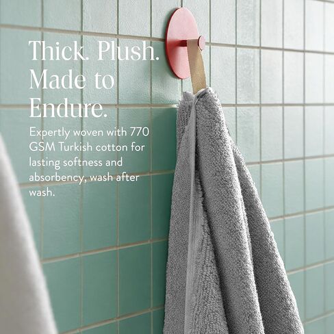 مناشف حمام بروكلين فائقة النعومة مصنوعة من القطن التركي بنسبة 100% - مجموعة من 4-770 جرام لكل متر مربع، عالية الامتصاص، قابلة للغسل في الغسالة، مجموعة مناشف حمام مثالية للمنزل والحمام (30 بوصة × 58 بوصة، رمادي بيوتر) in Kuwait