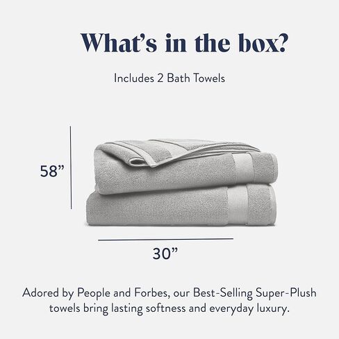 مناشف حمام بروكلين فائقة النعومة مصنوعة من القطن التركي بنسبة 100% - مجموعة مكونة من 2-770 جرام لكل متر مربع، عالية الامتصاص، قابلة للغسل في الغسالة، مجموعة مناشف حمام مثالية للمنزل والحمام (30 بوصة × 58 بوصة، رمادي بيوتر) in Kuwait