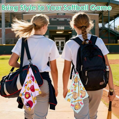 6 Pcs Softball Towel 15 x 17 Inch Absorbent Fast Drying Towels for Girls Women Sweat Funny Softball Gifts for Team Girls Hand Towel with Clip in Kuwait