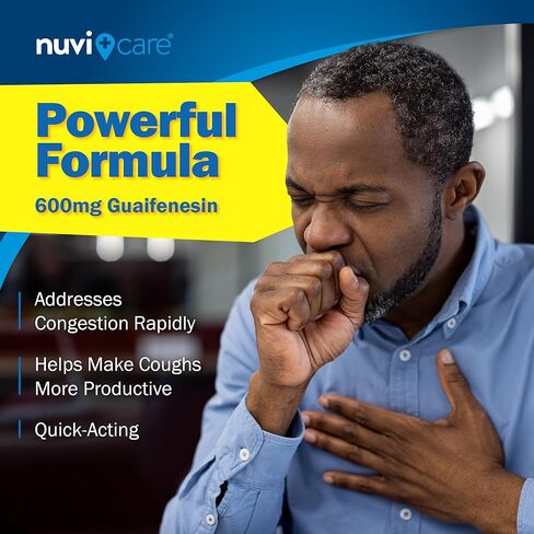 NUVICARE Expectorant Mucus Relief 600 mg – 12 Hour Extended Release Guaifenesin 600 mg Tablets – Clear Throat, Phlegm and Chest Congestion Relief for Adults – Compare to MucusTablets (40 Count) in Saudi Arabia