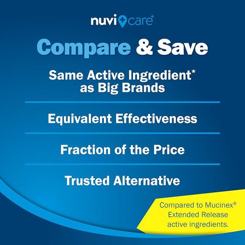 نوفيكير تخفيف المخاط المقشع 600 مجم - 12 ساعة ممتدة الإصدار جوايفينيسين 600 مجم أقراص - تنظيف الحلق والبلغم وتخفيف احتقان الصدر للبالغين - مقارنة بأقراص المخاط (40 قطعة) in Kuwait