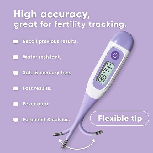Wondfo Digital Basal Thermometer for Women Fertility – BBT Thermometer for Ovulation & Pregnancy Tracking – High Accuracy & LCD Display & Waterproof in Kuwait