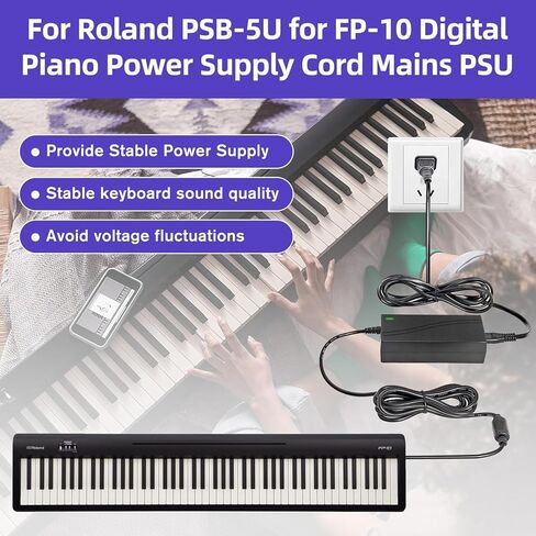 محول 12VDC مناسب لمجموعات Roland PSB-5U FP-10 RD-88 TD-07 SPD-SX Pro Jupiter XM Fantom-06/07/08، تلبي احتياجات الأداء والتسجيل الاحترافية، مع توافق البيانو الرقمي القوي in Kuwait