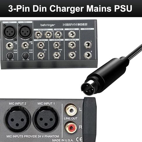 محول طاقة 18.5 فولت لـ Behringer XENYX 502، 802، 1002، لخلاطات Eurorack (FX-18B-MP3)، PSV3UL، MXVL3 MX602A، UB502، UB802، UB1002، Q502USB، Q802USB، Q1002USB Mini 3 Pin Din Supply in Kuwait