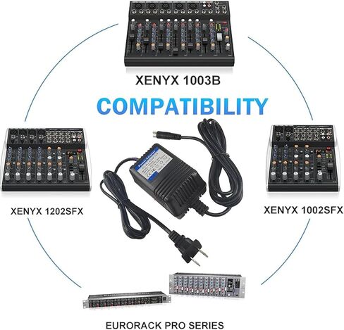 محول طاقة 18.5 فولت لـ Behringer XENYX 502، 802، 1002، لخلاطات Eurorack (FX-18B-MP3)، PSV3UL، MXVL3 MX602A، UB502، UB802، UB1002، Q502USB، Q802USB، Q1002USB Mini 3 Pin Din Supply in Kuwait