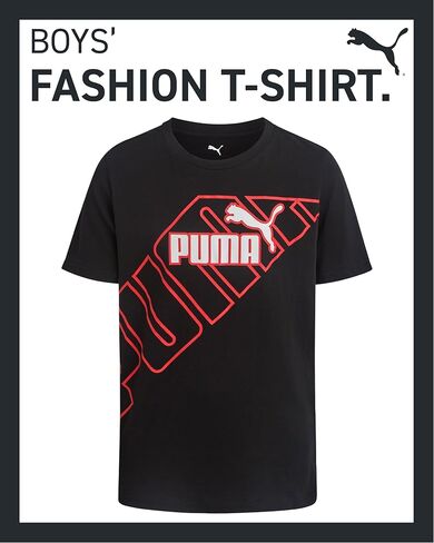 PUMA Boys T Shirts - Lightweight Athletic Performance Short Sleeve Crewneck Shirt - Soft Cotton Graphic Tees for Boys in Saudi Arabia