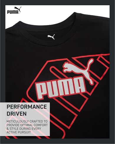 PUMA Boys T Shirts - Lightweight Athletic Performance Short Sleeve Crewneck Shirt - Soft Cotton Graphic Tees for Boys in Saudi Arabia