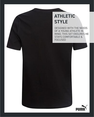 PUMA Boys T Shirts - Lightweight Athletic Performance Short Sleeve Crewneck Shirt - Soft Cotton Graphic Tees for Boys in Saudi Arabia