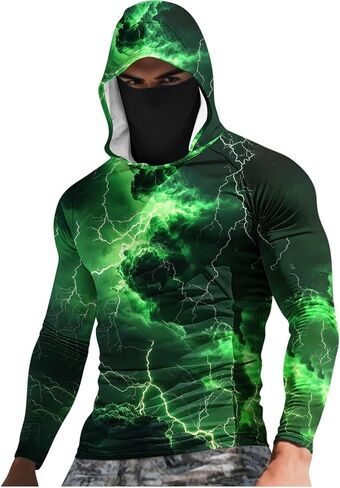 Mens Hooded Sun Shirts Uv Protection Long Sleeve Fishing Face Mask USA Flag 4th July American Pride Camo Patriotic T in Saudi Arabia