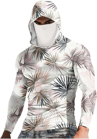 Mens Hooded Sun Shirts Uv Protection Long Sleeve Fishing Face Mask USA Flag 4th July American Pride Camo Patriotic T in Saudi Arabia