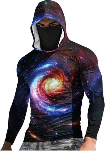 Mens Hooded Sun Shirts Uv Protection Long Sleeve Fishing Face Mask USA Flag 4th July American Pride Camo Patriotic T in Saudi Arabia
