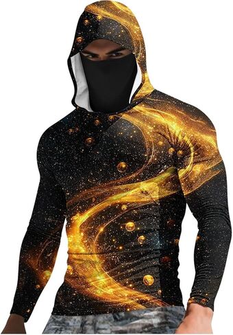 Mens Hooded Sun Shirts Uv Protection Long Sleeve Fishing Face Mask USA Flag 4th July American Pride Camo Patriotic T in Saudi Arabia