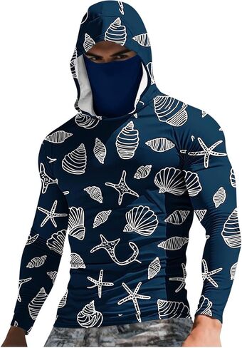 Mens Hooded Sun Shirts Uv Protection Long Sleeve Fishing Face Mask USA Flag 4th July American Pride Camo Patriotic T in Saudi Arabia