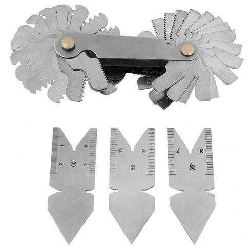 مجموعة قياس الملعب - قطعتان 60 درجة وقطعة واحدة 55 درجة ذيل السمكة في المنتصف مع مكتشف مركز لقياس المسمار وأدوات القطع بالبوصة/المترية، ومقاييس خيط قياس ذيل السمكة in Kuwait