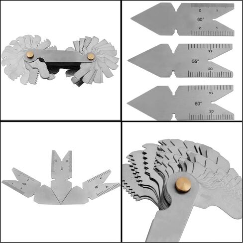 مجموعة قياس الملعب - قطعتان 60 درجة وقطعة واحدة 55 درجة ذيل السمكة في المنتصف مع مكتشف مركز لقياس المسمار وأدوات القطع بالبوصة/المترية، ومقاييس خيط قياس ذيل السمكة in Kuwait