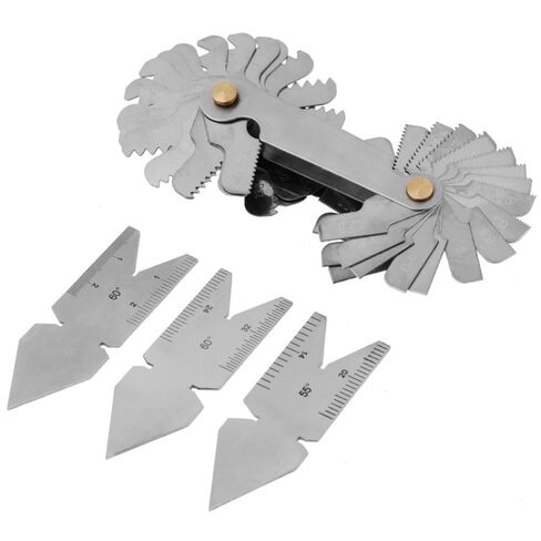 مجموعة قياس الملعب - قطعتان 60 درجة وقطعة واحدة 55 درجة ذيل السمكة في المنتصف مع مكتشف مركز لقياس المسمار وأدوات القطع بالبوصة/المترية، ومقاييس خيط قياس ذيل السمكة in Kuwait