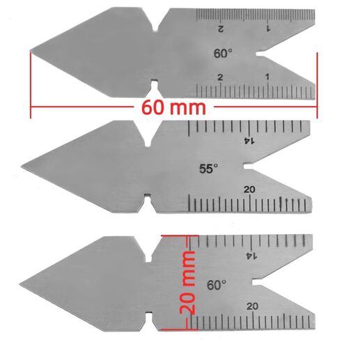 مجموعة قياس الملعب - قطعتان 60 درجة وقطعة واحدة 55 درجة ذيل السمكة في المنتصف مع مكتشف مركز لقياس المسمار وأدوات القطع بالبوصة/المترية، ومقاييس خيط قياس ذيل السمكة in Kuwait