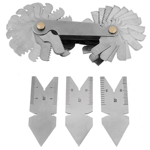 1 PC Thread Pitch Gauge of 52 Leaves, 2 PCS 60° and 1 PC 55° Center Gauge, Measuring Tool Set for Screw Cutting Tools in Saudi Arabia