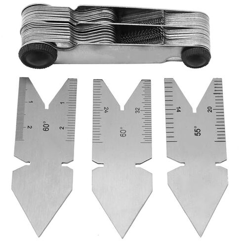 1 PC Thread Pitch Gauge of 52 Leaves, 2 PCS 60° and 1 PC 55° Center Gauge, Measuring Tool Set for Screw Cutting Tools in Saudi Arabia