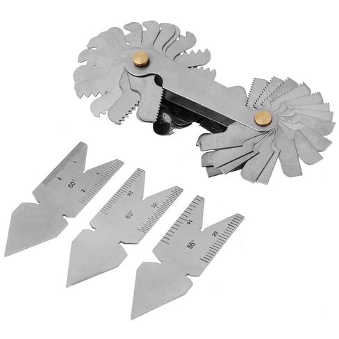 1 PC Thread Pitch Gauge of 52 Leaves, 2 PCS 60° and 1 PC 55° Center Gauge, Measuring Tool Set for Screw Cutting Tools in Saudi Arabia