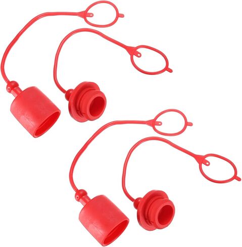 M METERXITY 2 Set Hydraulic Coupler Dust Cap 1" ISO-B PVC Rubber Covers with Retention Ring Quick Connects Port Covers Fittings Dust Caps Plugs for Hydraulic Couplers Cap [Red] in Saudi Arabia