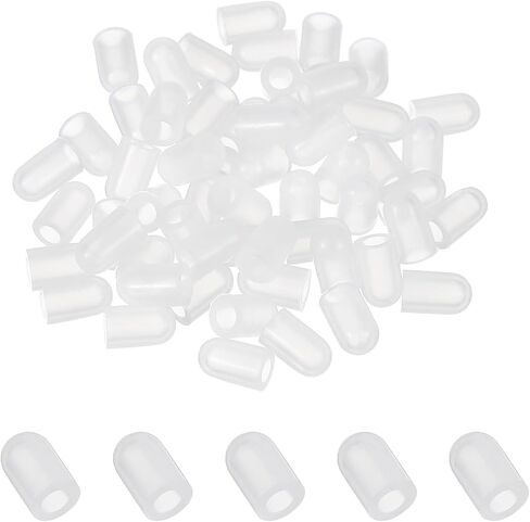 uxcell 60Pcs Silicone End Caps, 1/8"(3mm) ID Round Rubber Screw Thread Protector Hook Protector, Flexible Rubble Bolt Covers for Bolt Metal Tube Rod Screw (0.25" Height White) in Saudi Arabia