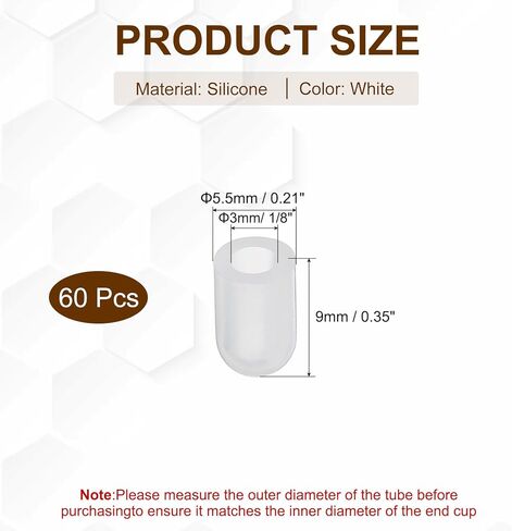 uxcell 60Pcs Silicone End Caps, 1/8"(3mm) ID Round Rubber Screw Thread Protector Hook Protector, Flexible Rubble Bolt Covers for Bolt Metal Tube Rod Screw (0.25" Height White) in Saudi Arabia