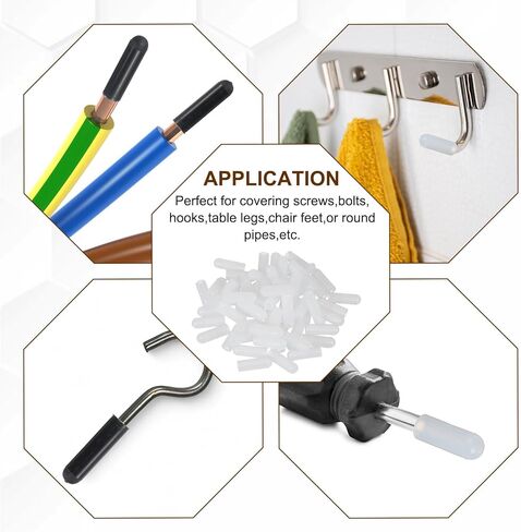 uxcell 60Pcs Silicone End Caps, 1/8"(3mm) ID Round Rubber Screw Thread Protector Hook Protector, Flexible Rubble Bolt Covers for Bolt Metal Tube Rod Screw (0.25" Height White) in Saudi Arabia