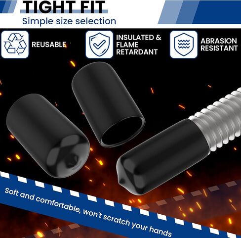 180Pcs Rubber End Caps, 6 Sizes (2mm, 3mm, 6.5mm, 8mm, 10mm, 12mm) Vinyl Screw Thread Protectors, Round Black Tip Caps for DIY & Industrial Use in Saudi Arabia