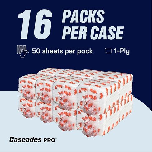 Cascades PRO Tuff-Job Airlaid Wipers – Medium Weight 1-Ply Disposable Wipes – Highly Absorbent Towels for Industrial, Automotive, and Janitorial Cleaning – 50 Sheets/Pack – W300 – White in Kuwait