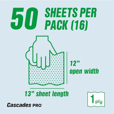 Cascades PRO Tuff-Job Airlaid Wipers – Medium Weight 1-Ply Disposable Wipes – Highly Absorbent Towels for Industrial, Automotive, and Janitorial Cleaning – 50 Sheets/Pack – W300 – White in Kuwait